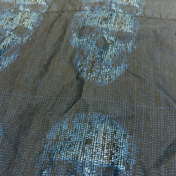 Maceeo Skull Print Button Down Dress Shirt Navy Blue Long Sleeve Small OOAK - Picture 5 of 9